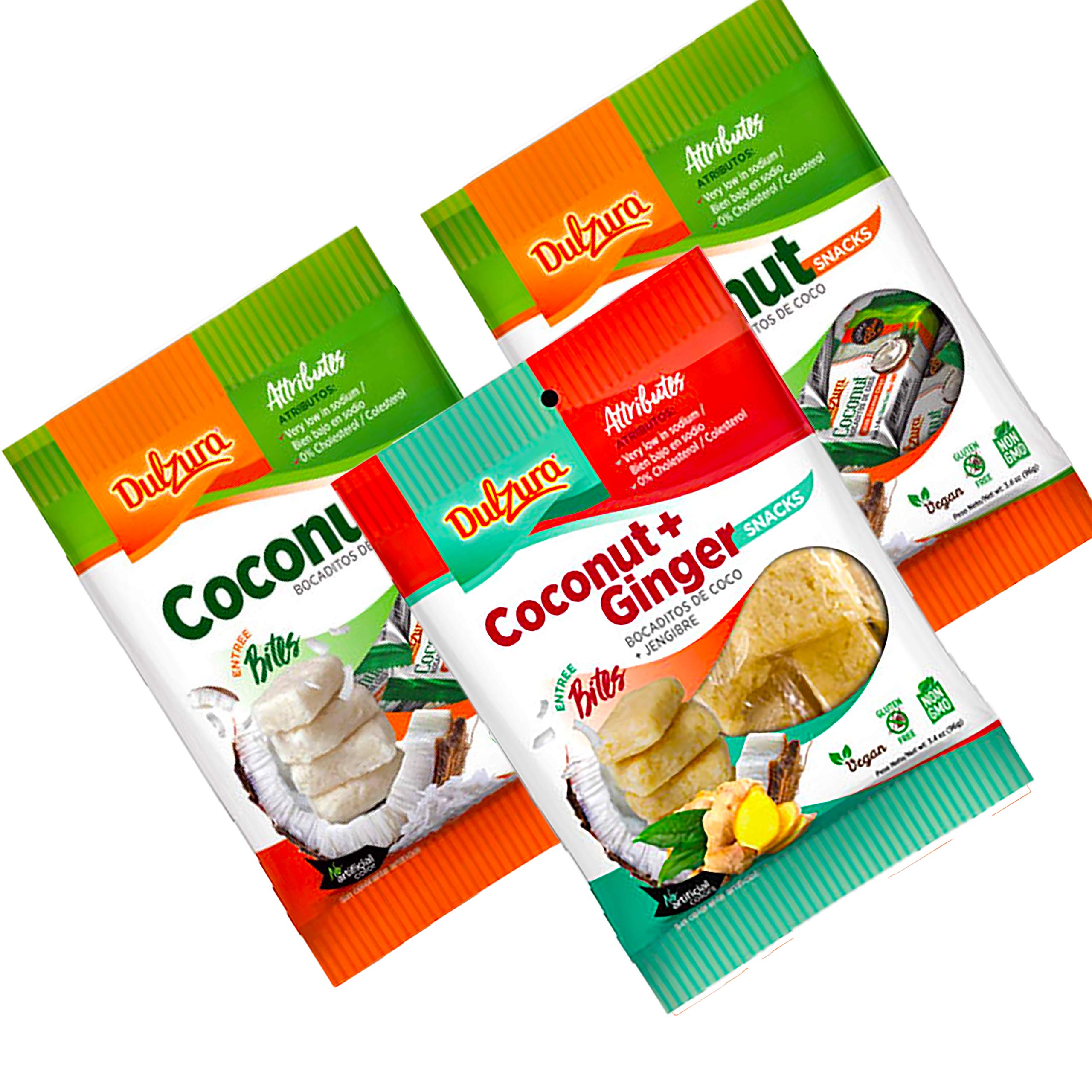 Natural Coconut Macaroon Bites - Vegan, Gluten Free, Non-GMO Coconut Snacks Individually Wrapped (Coconut & Coconut-Ginger Flavors) - Perfect for Healthy On-the-Go Snacking, Office Treats & Gift Baskets