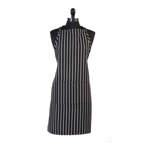 Black Chalkstripe Bib Apron - Adjustable & Durable for Cooking, Grilling, Painting & DIY Projects