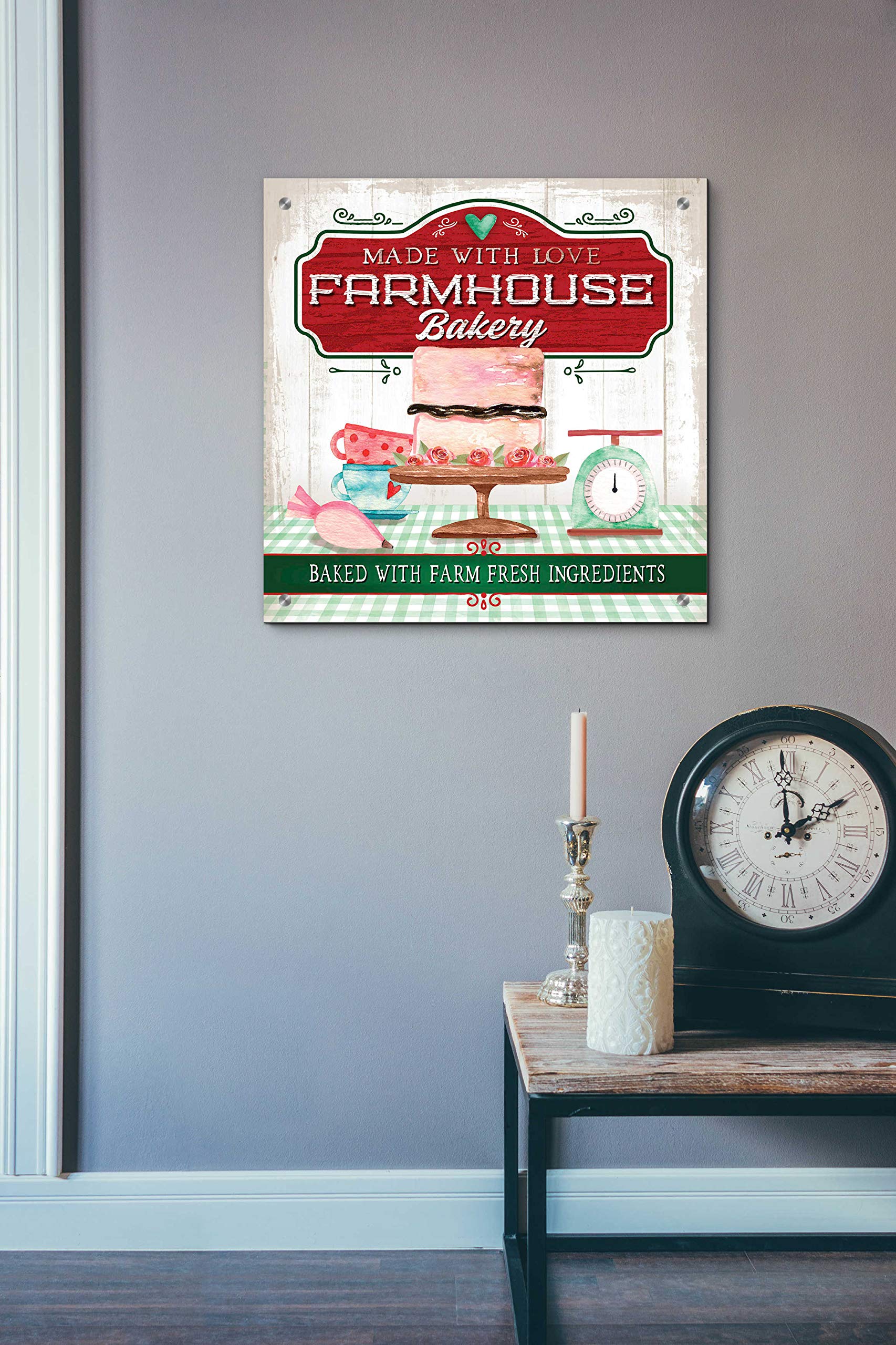 Epic 'Made With Love Bakery' Acrylic Glass Wall Art by Mollie B - 24x24 Inch Vibrant Kitchen Decor for Bakeries, Cafés & Home Baking Spaces