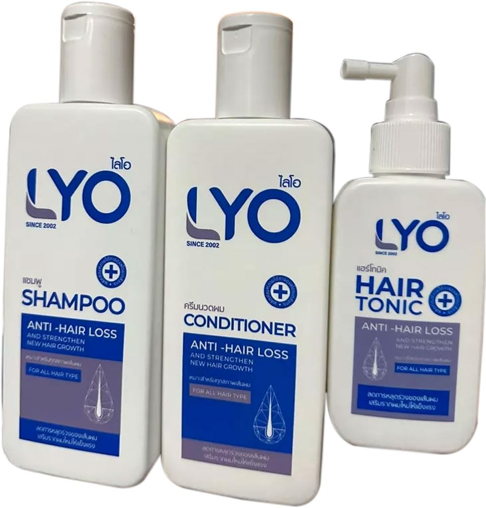 Lyo Shampoo Conditioner Set with Hair Tonic Treatment - Strengthens Hair & Promotes Regrowth for Thicker, Healthier Locks - Perfect for Daily Hair Care Routine & Scalp Nourishment