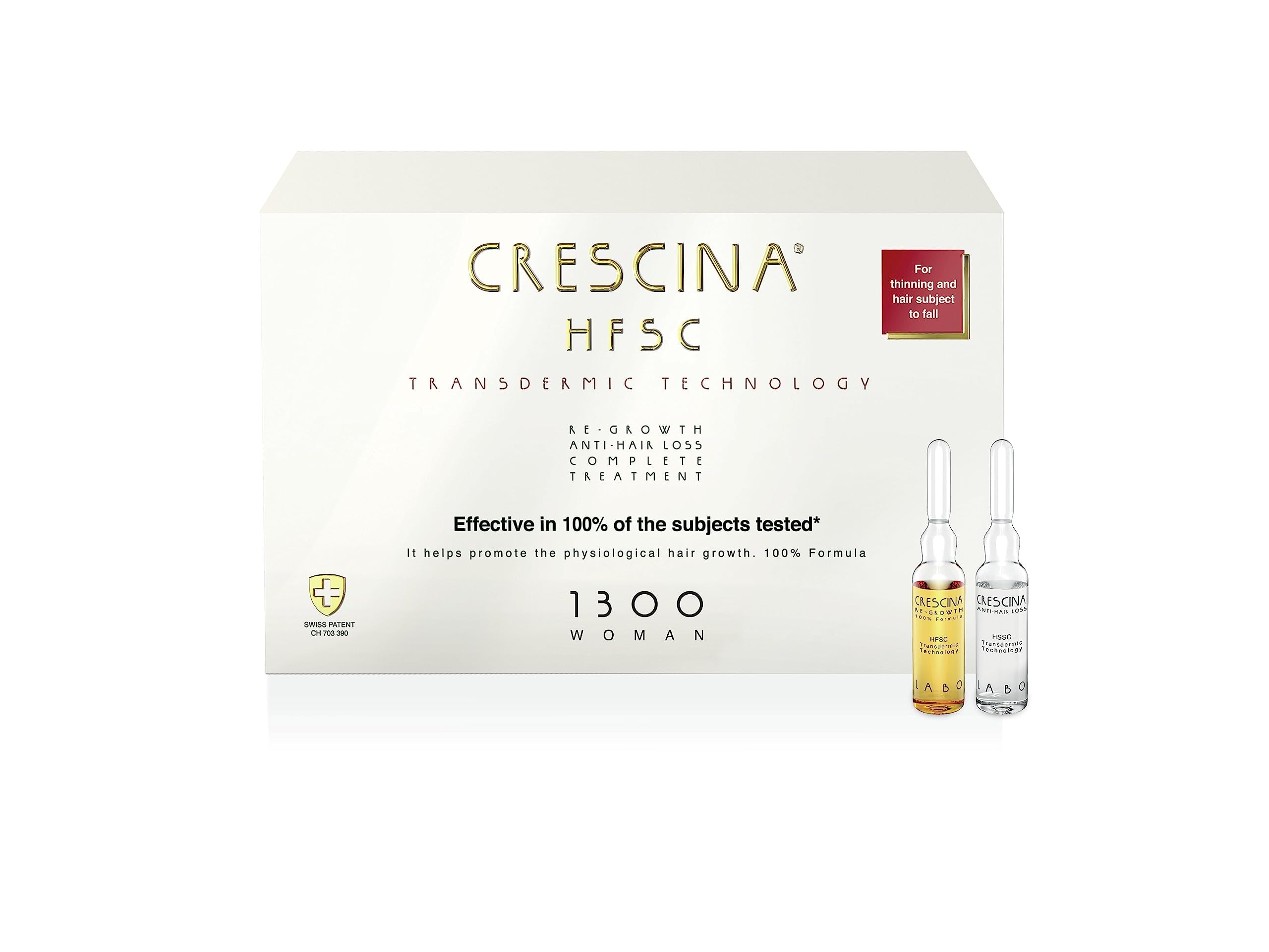 CRESCINA HFSC TRANSDERMIC Hair Growth Ampoules for Women - Anti Hair Loss Treatment with Advanced Technology, 10+10 Ampoules (1300) - Ideal for Thinning Hair & Scalp Care at Home