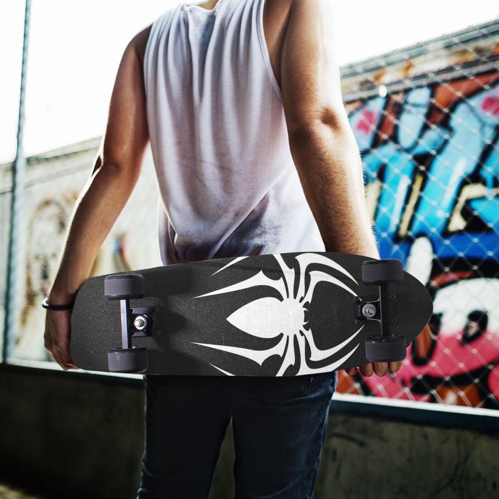 White Spider Non-Slip Skateboard Grip Tape 33x9 Inch - Durable Scooter & Longboard Grip Sheet, Sandpaper for Rollerboard - Perfect for Skateboarding, Scootering, and Longboarding