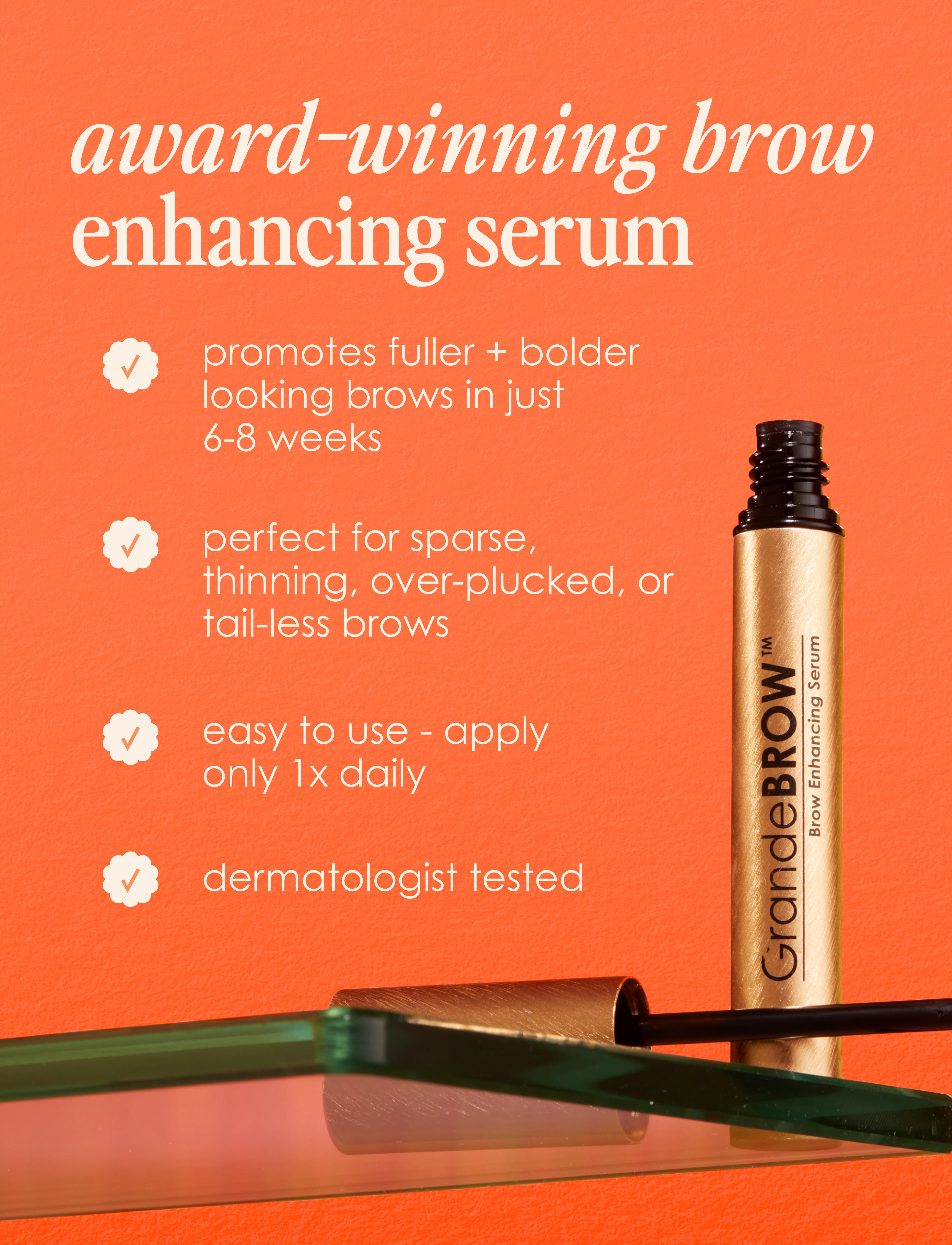 GrandeBrow Eyebrow Enhancing Serum - Natural Lash & Brow Growth Treatment for Fuller, Thicker Brows - Vegan & Cruisely-Free Formula - Perfect for Daily Use at Home or Salon