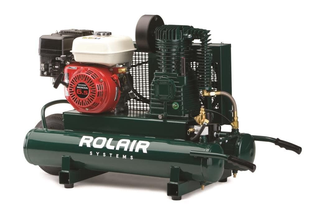 Honda GX200 9 Gallon Rol-Air Air Compressor #6590HK18 - Powerful & Portable for Home Garage, Construction & DIY Projects