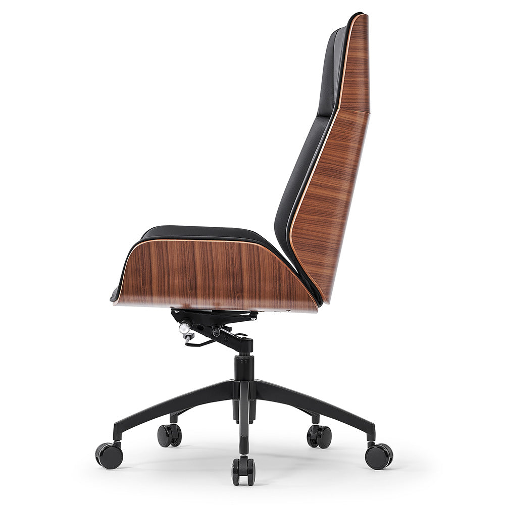 Ergonomic TYLER High Back Office Chair with Walnut & Black Finish - Perfect for Home Office, Gaming, and Workspace Comfort