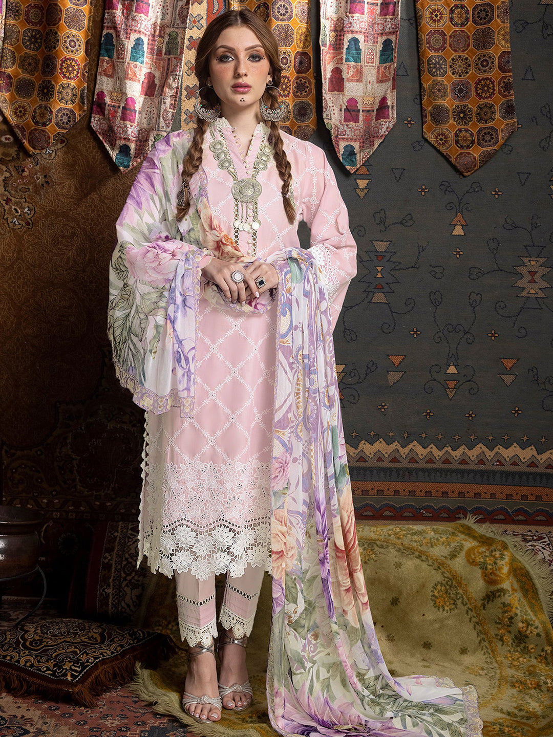 Elegant Baby Pink Designer Semi-Stitched Pant Suit with Exquisite Embroidery - Perfect for Weddings, Parties & Special Occasions
