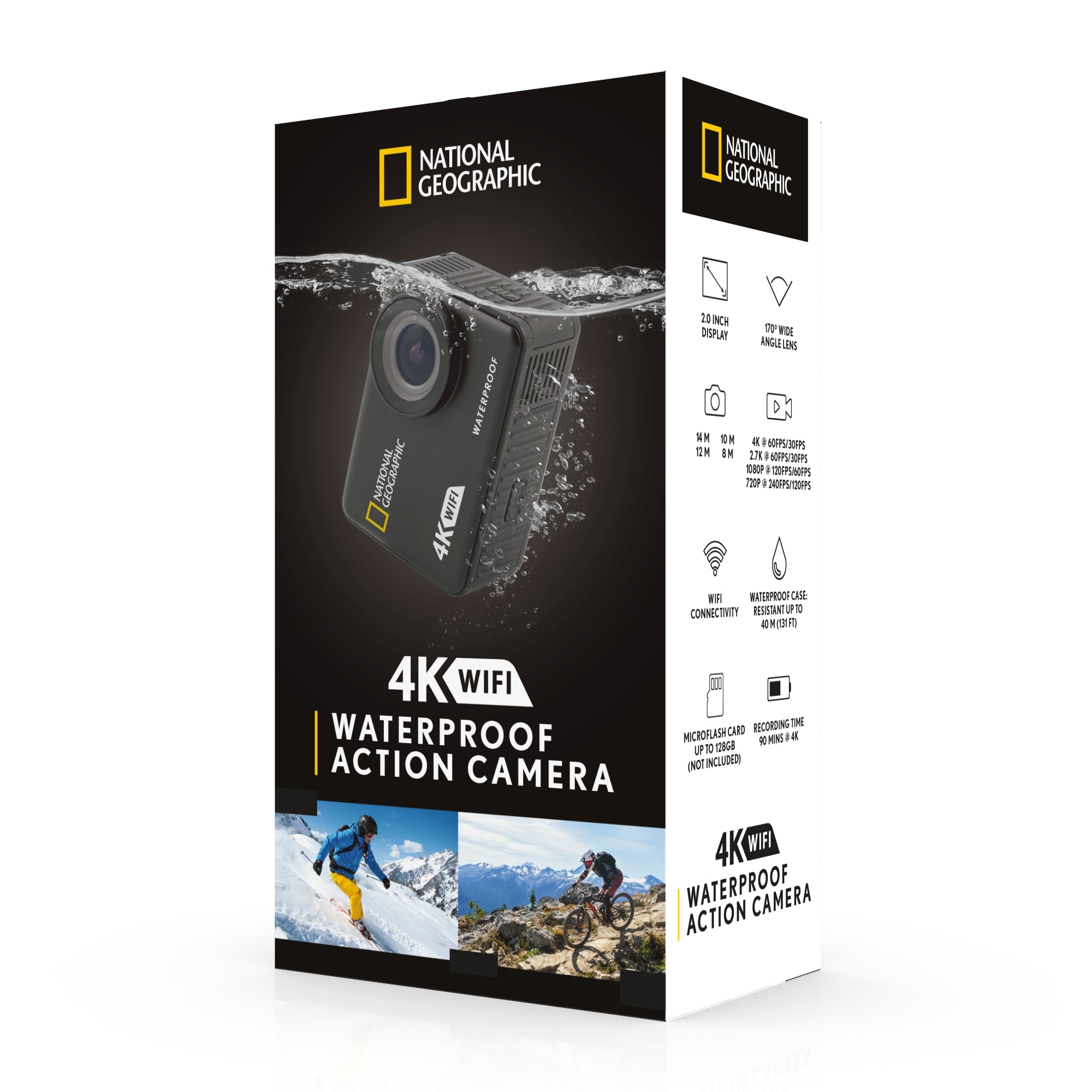 National Geographic 4K Ultra HD Waterproof Action Camera with WiFi - Perfect for Outdoor Adventures, Surfing, Hiking & Vlogging