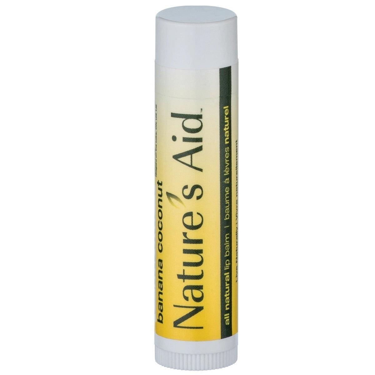 Nature's Aid True Natural Lip Balm - Banana Coconut Flavor (4.25g) | Moisturizing & Nourishing for Dry, Chapped Lips | Perfect for Outdoor Activities, Winter Care & Daily Hydration