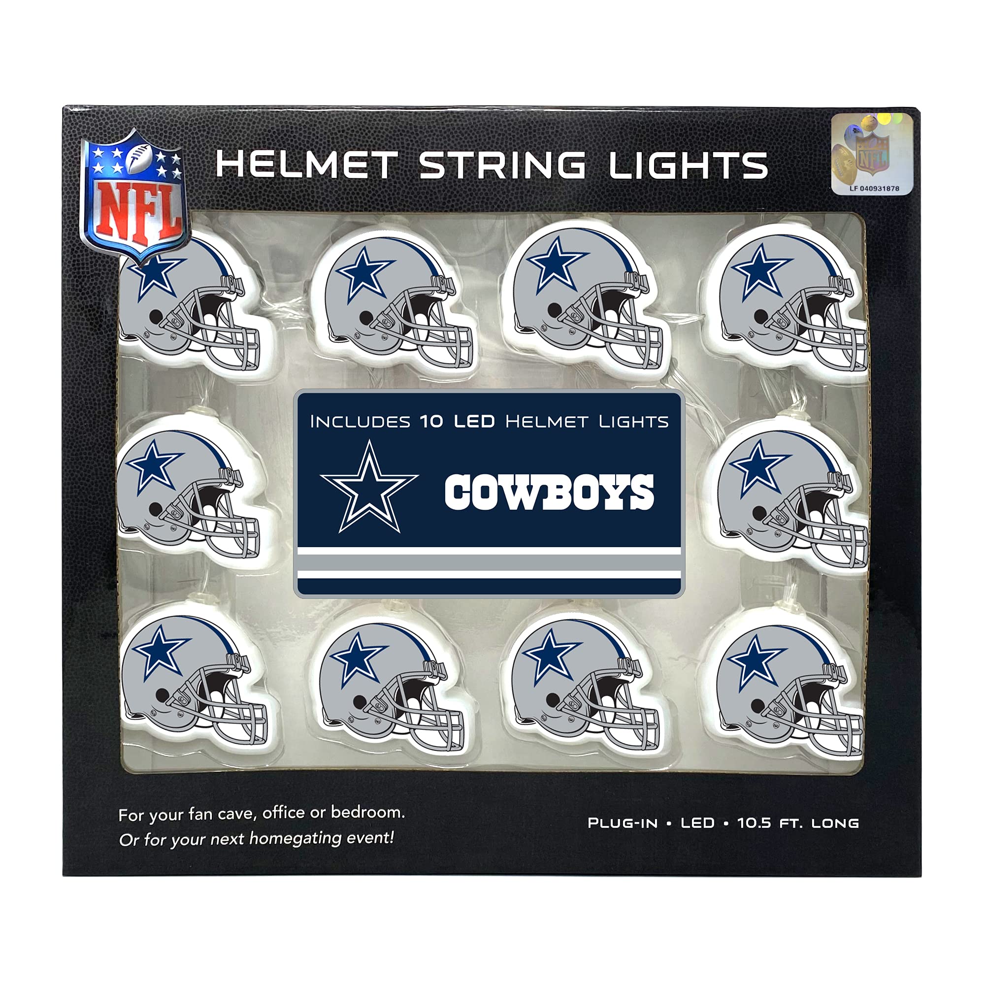 NFL LED Helmet String Lights with Adapter Plug - Battery Operated Football Fairy Lights for Indoor Home Decor | Perfect for Game Day Parties, Bedroom Lighting & Sports Fan Gifts