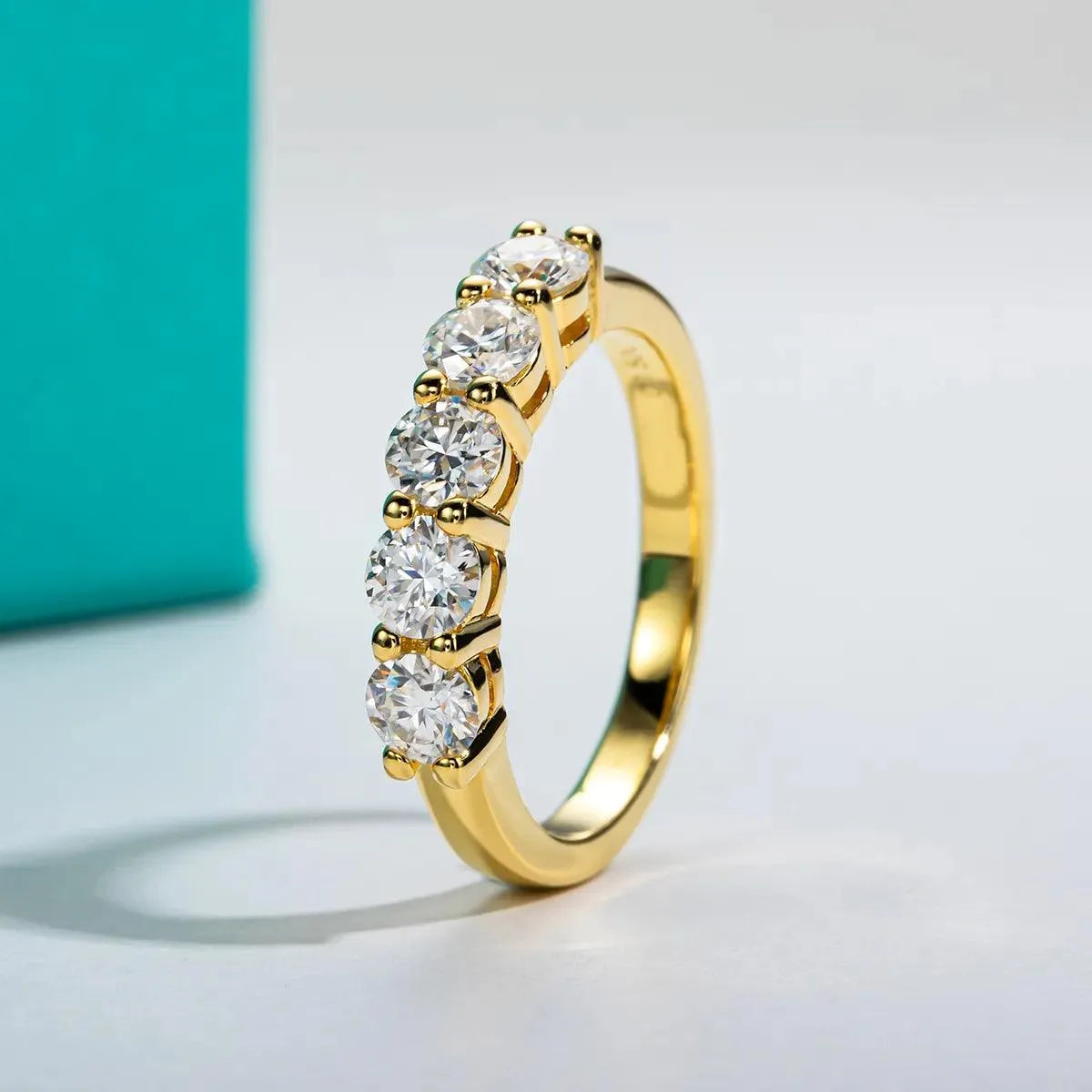 AnuJewel 4mm D Color Moissanite Wedding Band Ring - 925 Sterling Silver 18K Gold Plated Eternity Ring for Women | Engagement, Promise, Anniversary Jewelry Gift | Perfect for Bridal, Proposal & Special Occasions