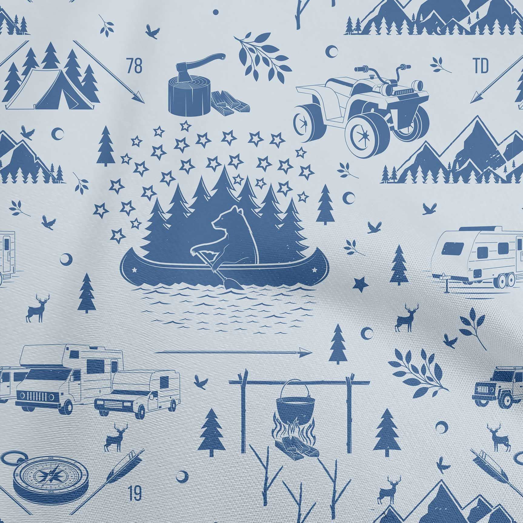 Premium Cotton Cambric Fabric - Grayish Blue Printed DIY Sewing Material for Clothing & Crafts, 42 Inch Wide | Ideal for Camping Gear, Home Decor & Fashion Projects
