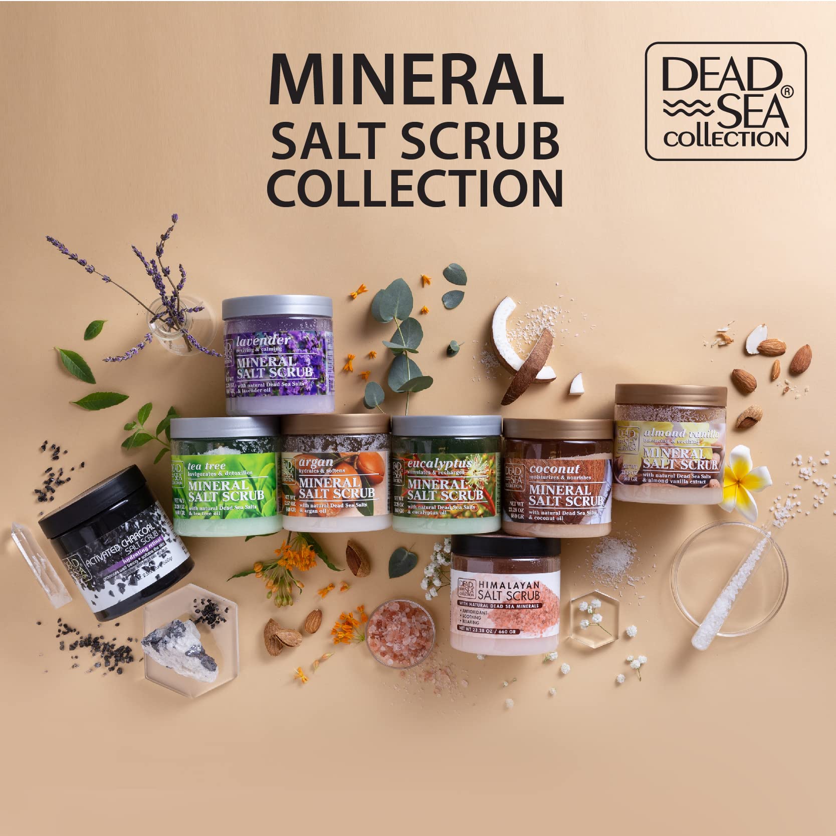 Dead Sea Salt Body Scrub Bundle - 2 Pack Large 23.28 OZ Lavender & Tea Tree - Exfoliating Scrub with Organic Essential Oils & Natural Minerals - Spa Treatment, Dry Skin Relief, At-Home Relaxation