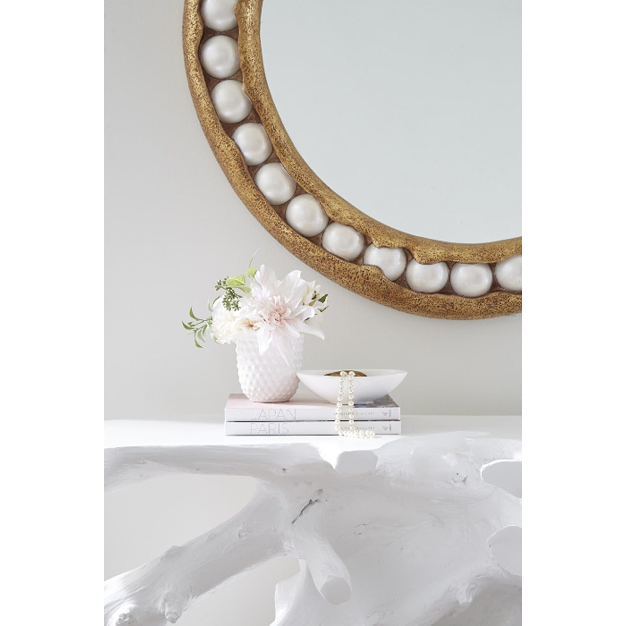 Modern White Console Table with Cast Root Design - Perfect for Entryway, Living Room & Hallway Decor