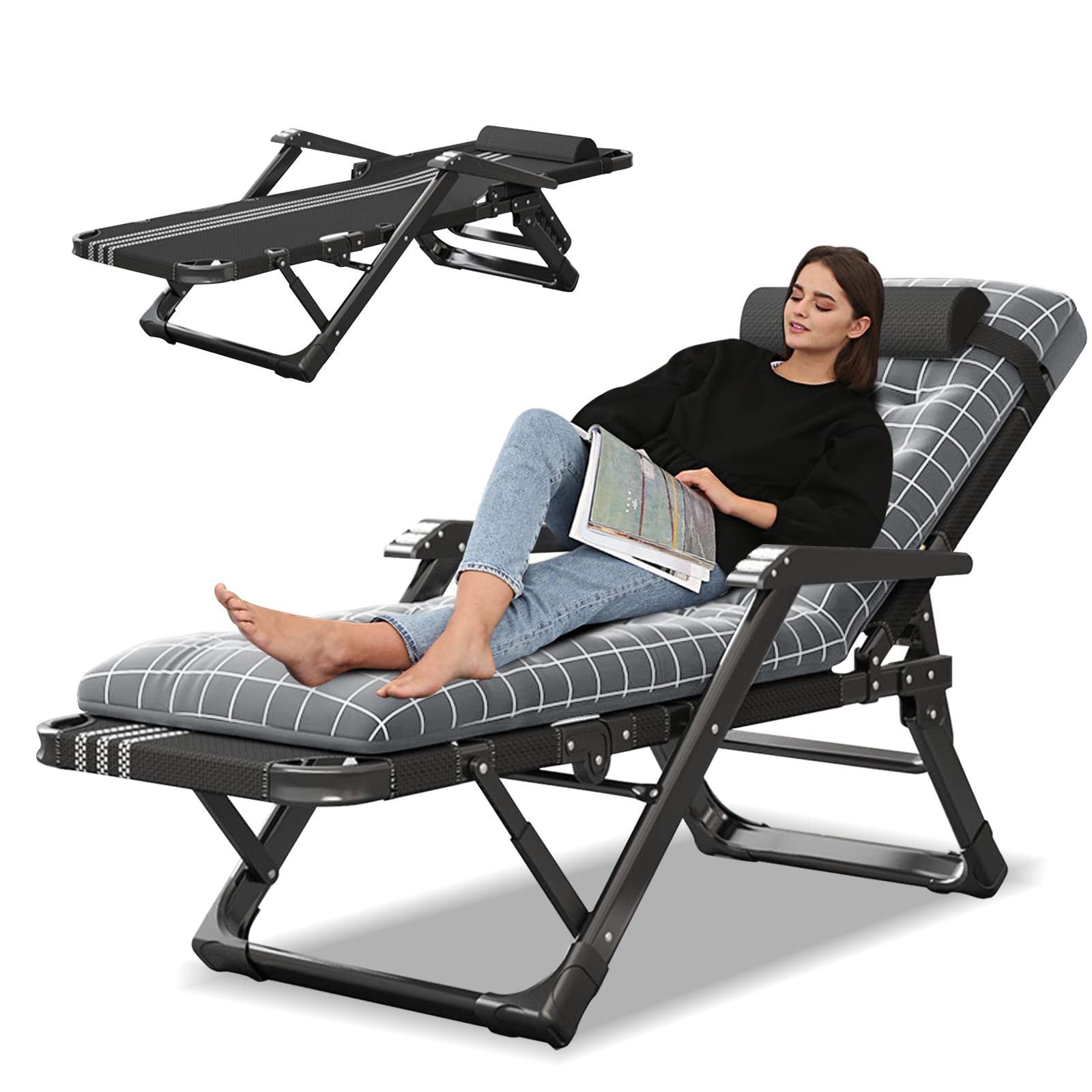 LILYPELLE Folding Lounge Chair - Portable Multifunctional Chaise Lounge with Adjustable Backrest, Convertible to Bed - Perfect for Camping, Beach, Poolside, Patio & Outdoor Relaxation | Great for Sunbathing, Napping & Backyard Lounging