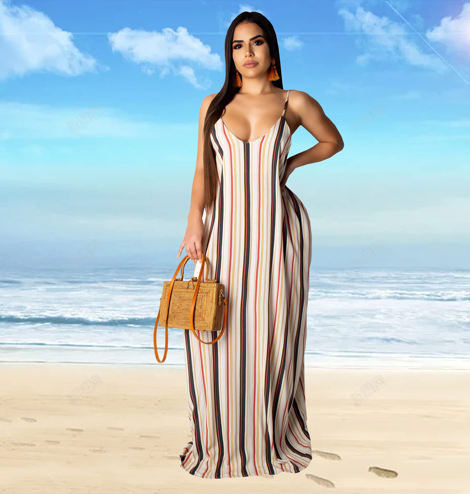 BessCops Women's Plus Size Summer Maxi Dresses 2025 - Casual Sleeveless Loose Long Sundress with Pockets | Beach Vacation, Date Night & Summer Outfits