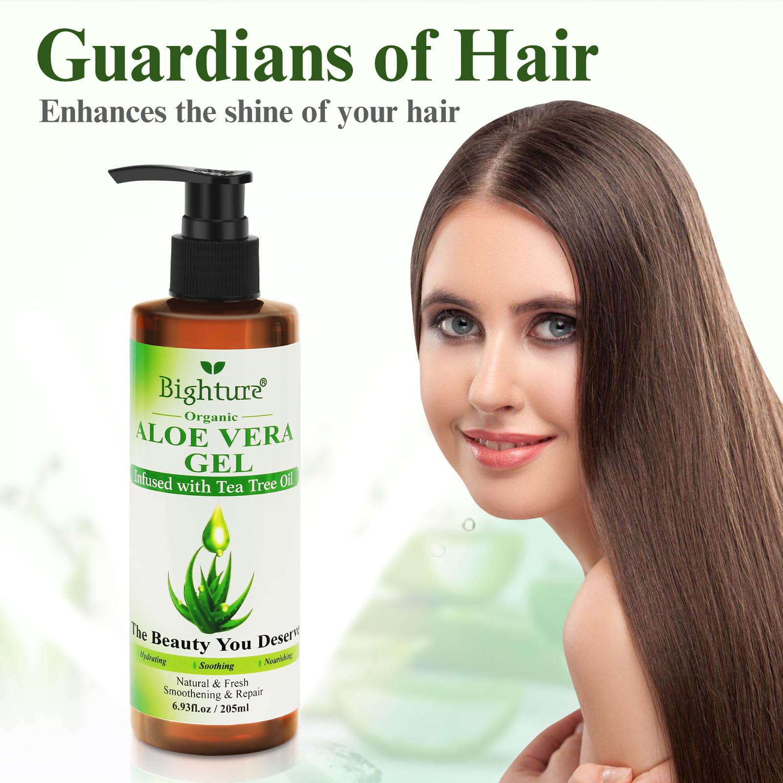 Organic Aloe Vera Gel with Tea Tree Oil for Face & Body Care | Freshly-Cut Aloe Gel for Skin, Scalp & Hair Hydration | Soothing Moisturizer for Sunburn Relief & After-Sun Care | 6.93 oz | Perfect for Sunburn Treatment, Daily Skincare & Hair Conditioning