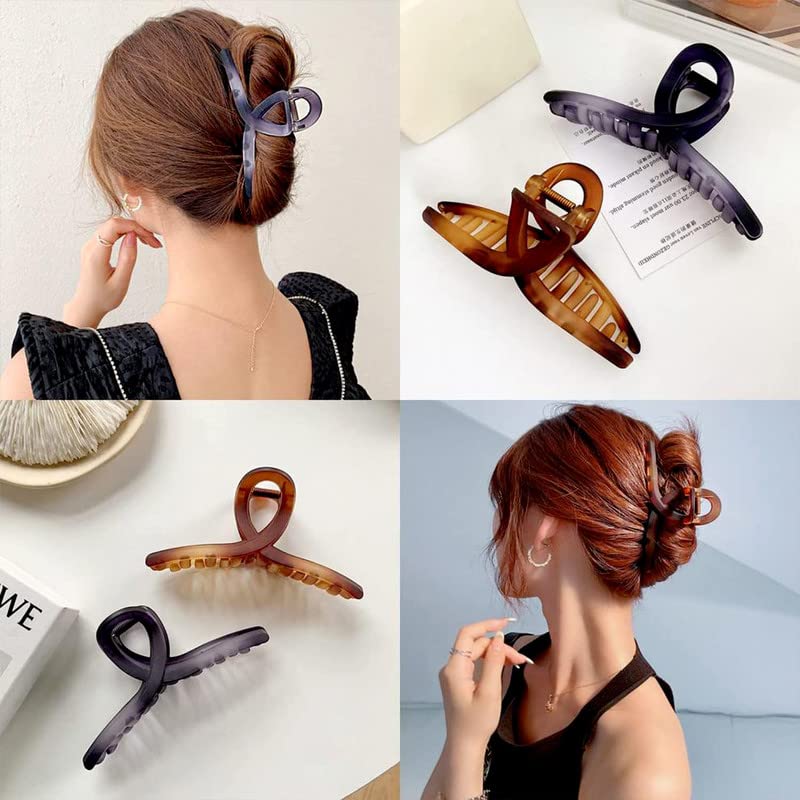 FAMEZA Large Matte Hair Claw Clips for Women - 5.1 Inch Oversized Butterfly Hair Clips for Long Thick Hair (4-Pack) - Perfect for Ponytails, Buns & Everyday Hairstyles