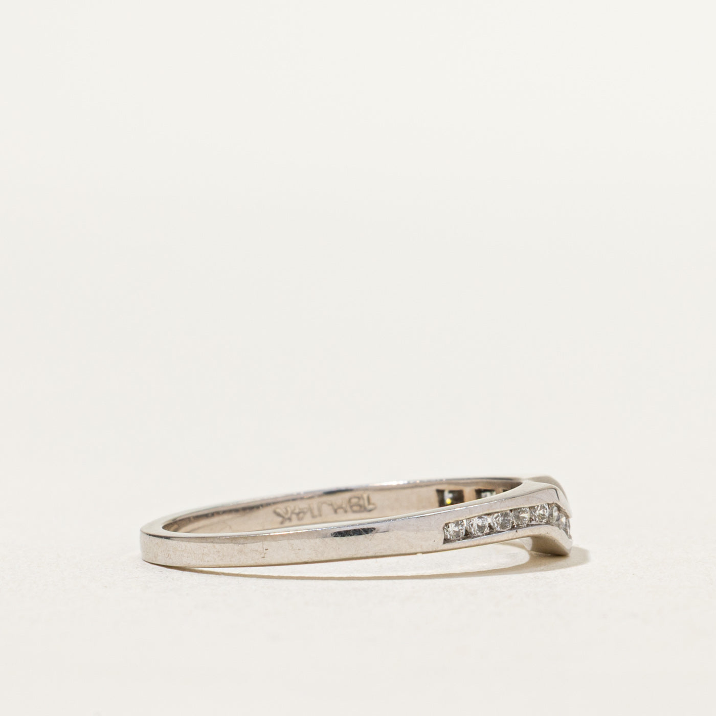 Semi Eternity Diamond Contour Wedding Band Ring - 0.19ctw Round Cut White Gold (Size 7) - Perfect for Engagement, Anniversary & Bridal Jewelry Gifts