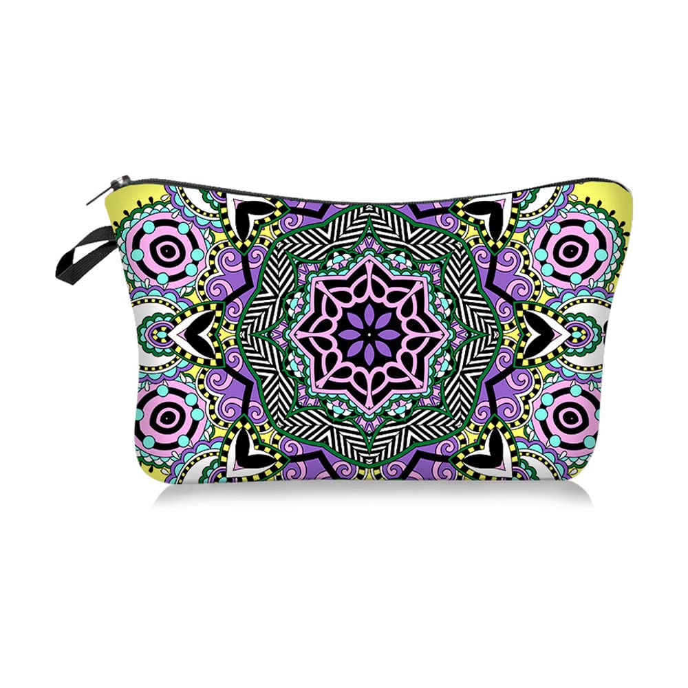 Waterproof Allover Print Makeup Bag Cosmetic Organizer Pouch for Women & Men - Travel Toiletry Bag, Gym Essentials Holder, Makeup Case for Teens & Adults (Mandala Design) - Perfect for Travel, Daily Use & Gift Giving