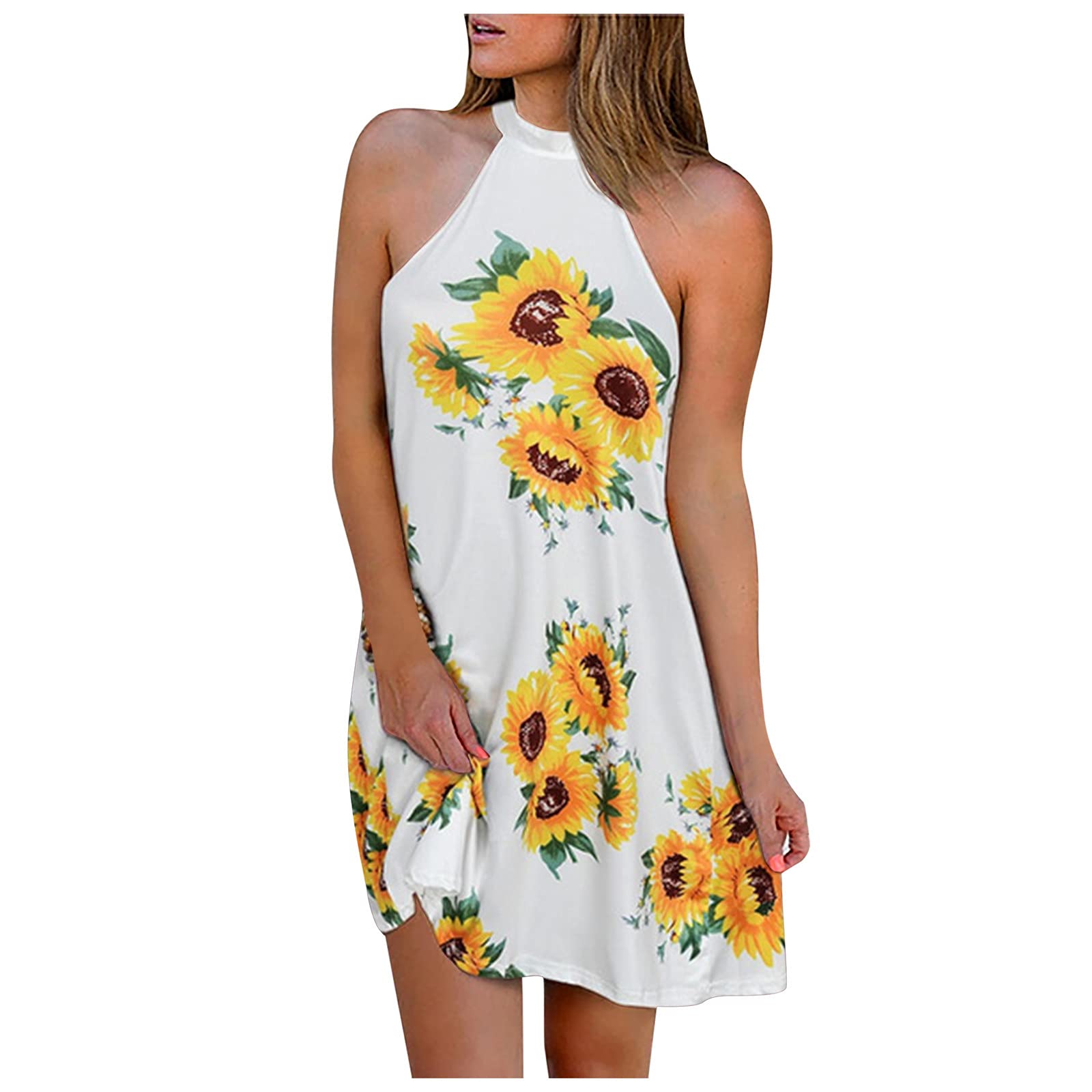 Floral Print Sleeveless Sundress for Women - Summer Mini Cocktail Shift Dress - Perfect for Beach Vacations, Garden Parties & Date Nights