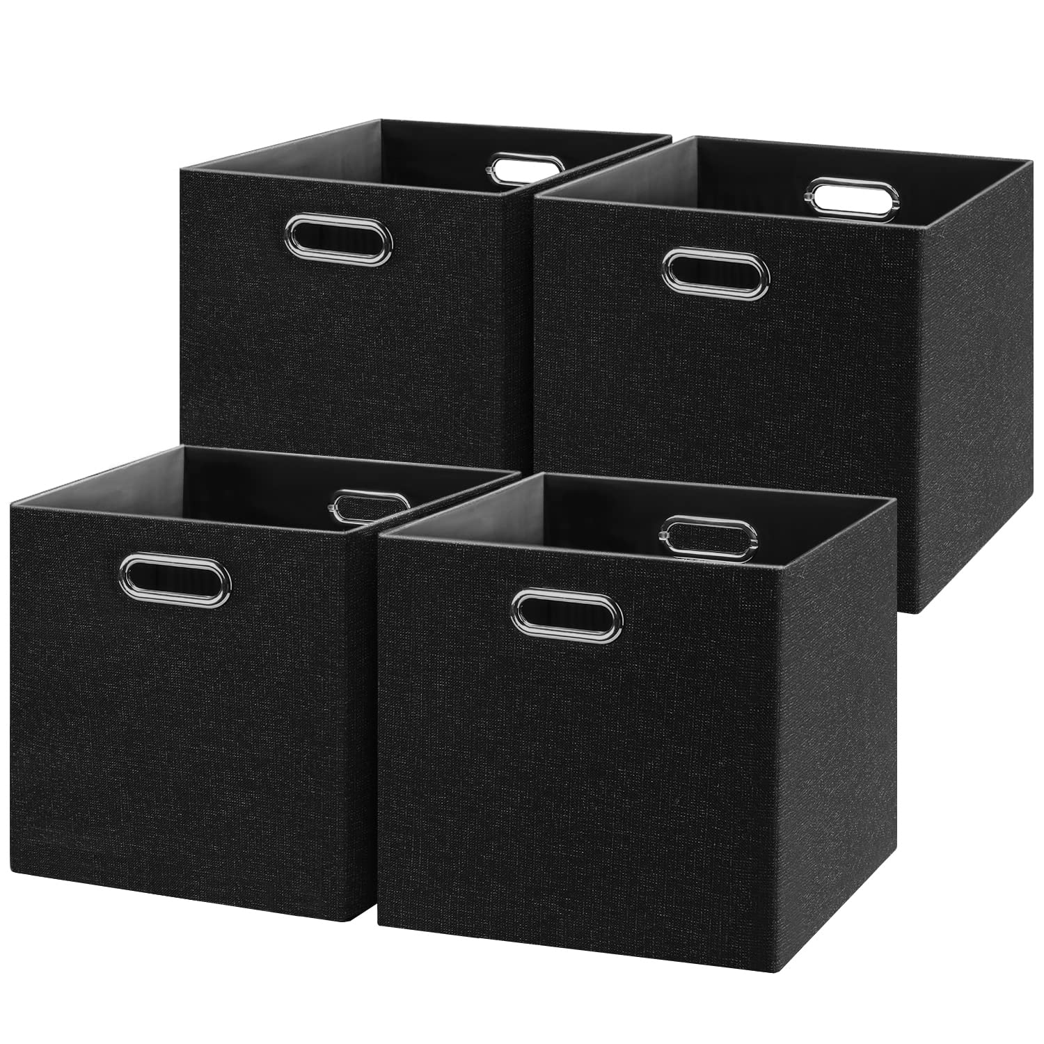 3X Thicker Collapsible Cube Storage Bins - 11 Inch Triple Thick Black Fabric Cubby Organizer Baskets for Shelves, Closet, Nursery & Home Decor | Space-Saving Storage Solution for Toys, Books & Clothes