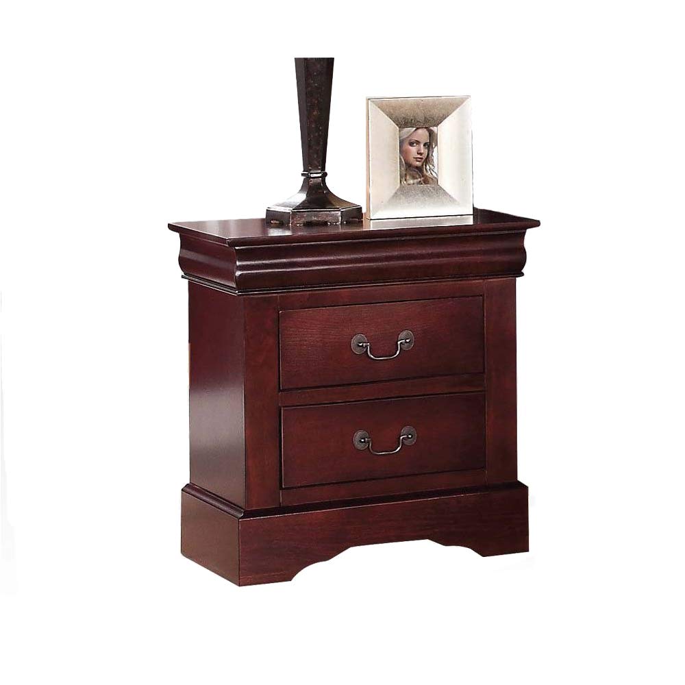 Merax 2-Drawer Solid Wood Nightstand - Modern Bedside Table with Storage for Bedroom, Office & Dorm - Cherry Finish Accent Furniture (22