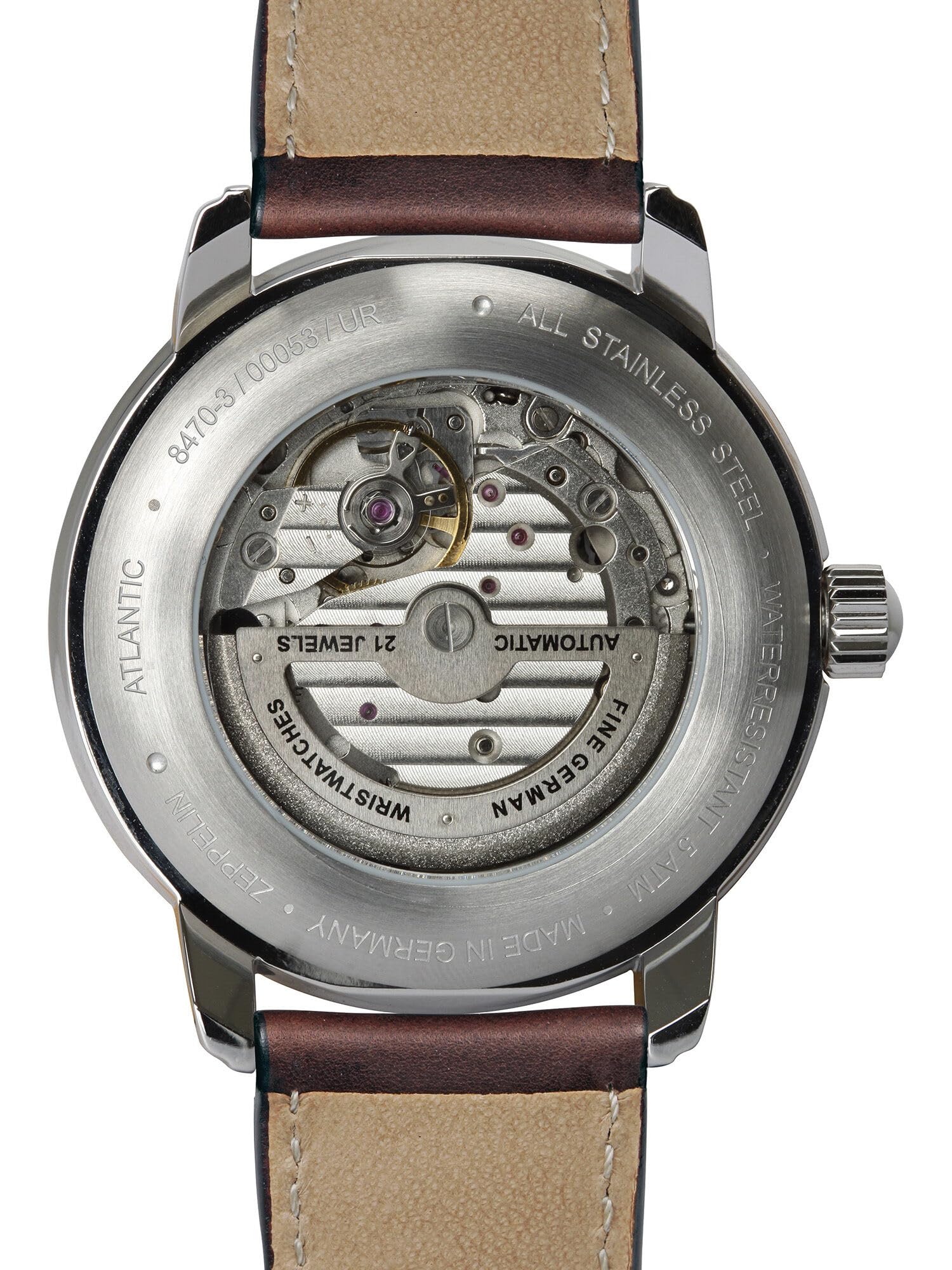 Zeppelin Atlantic 8470 Automatic Men's Watch with Genuine Leather Strap & Date Display - Perfect for Business, Formal Occasions & Everyday Wear