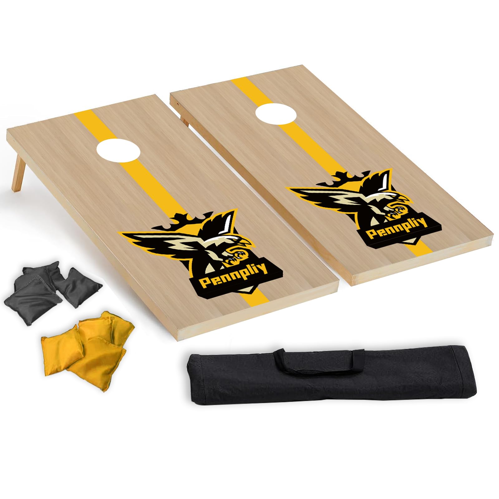 Premium Solid Wood Cornhole Board Game Set - Professional Portable Bean Bag Toss for Adults & Kids - Includes 8 Bean Bags & Carrying Case - Perfect for Tailgate Parties, Backyard BBQs, Picnics, and Outdoor Family Fun
