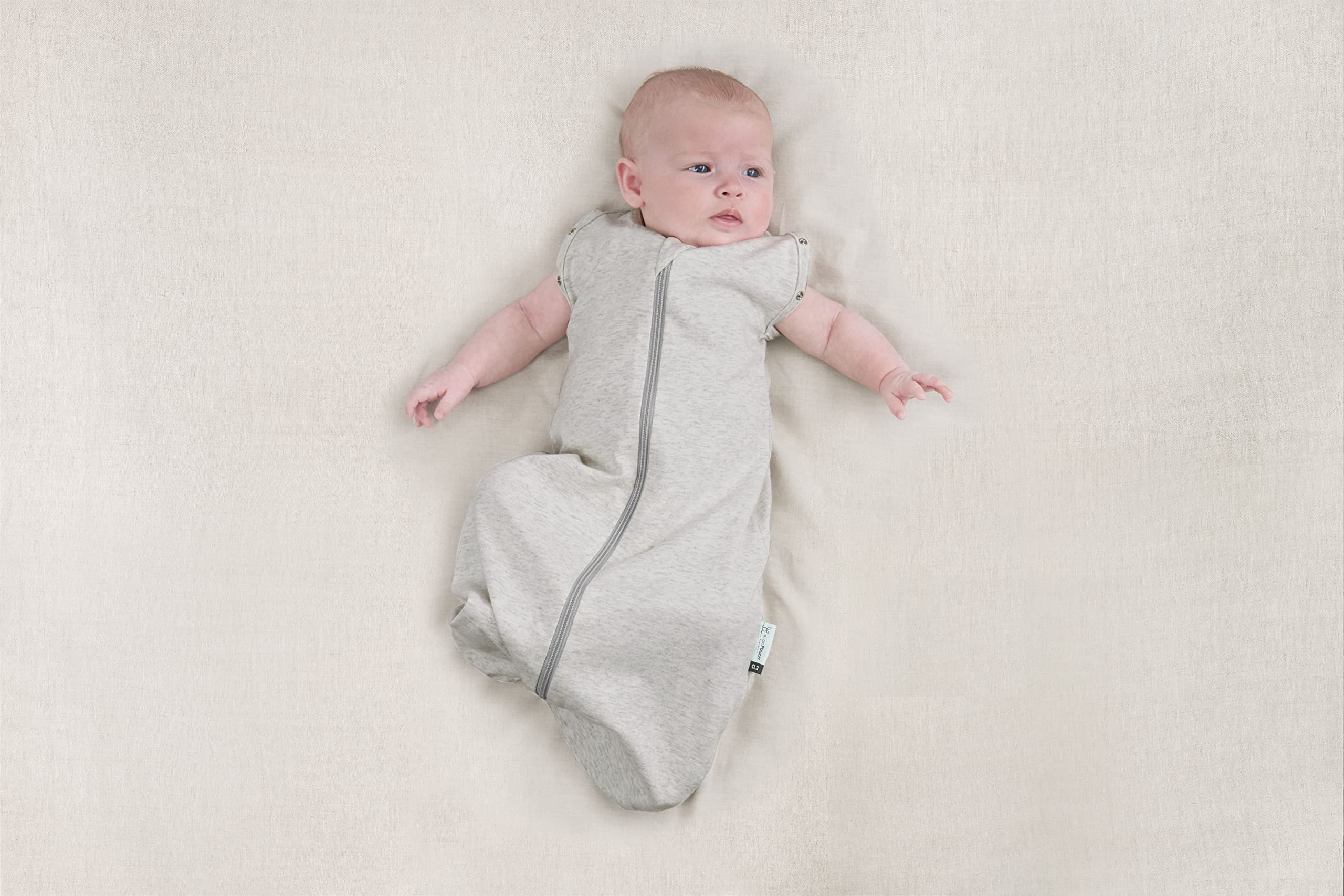 ergoPouch Ergococoon 0.2 Tog Grey Marle Swaddle Sack - Soft Cotton Baby Sleep Sack for Newborns 0-3 Months - Perfect for Nursery, Naptime & Baby Shower Gifts