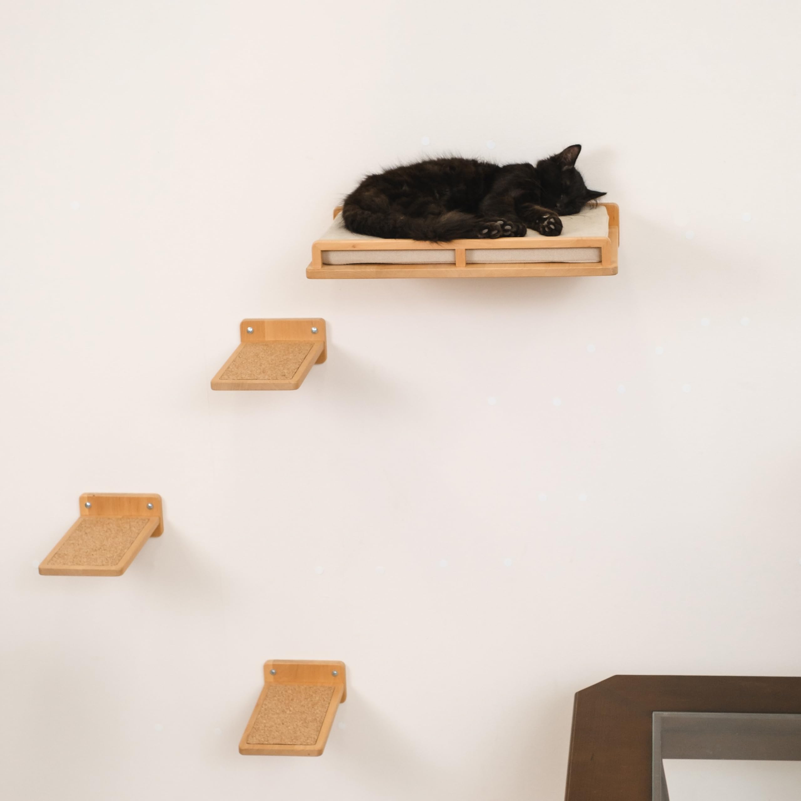 Cat Wall Bed with Steps - Multi-Level Cat Shelf & Climbing Platform - Space-Saving Wall Furniture for Cats - Perfect for Small Apartments & Cat Play Areas