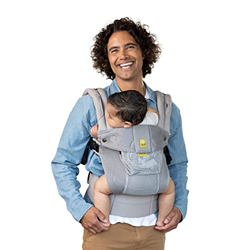 LÍLLÉbaby Complete Airflow Ergonomic 6-in-1 Baby Carrier for Newborn to Toddler (7-45 lbs) - 360° Adjustable, Inward & Outward Facing with Lumbar Support - Lightweight & Breathable Silver Baby Carrier - Perfect for Hiking, Shopping & Hands-Free Parenting