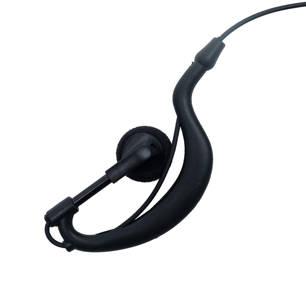 10 Pack G-Shape Earpiece Headset with Mic & PTT - Compatible with Motorola CP200D, RDM2070D, CP200, CP185 Walkie Talkie & 2-Way Radios (2 Pin Connector) - Ideal for Security, Construction & Event Communication