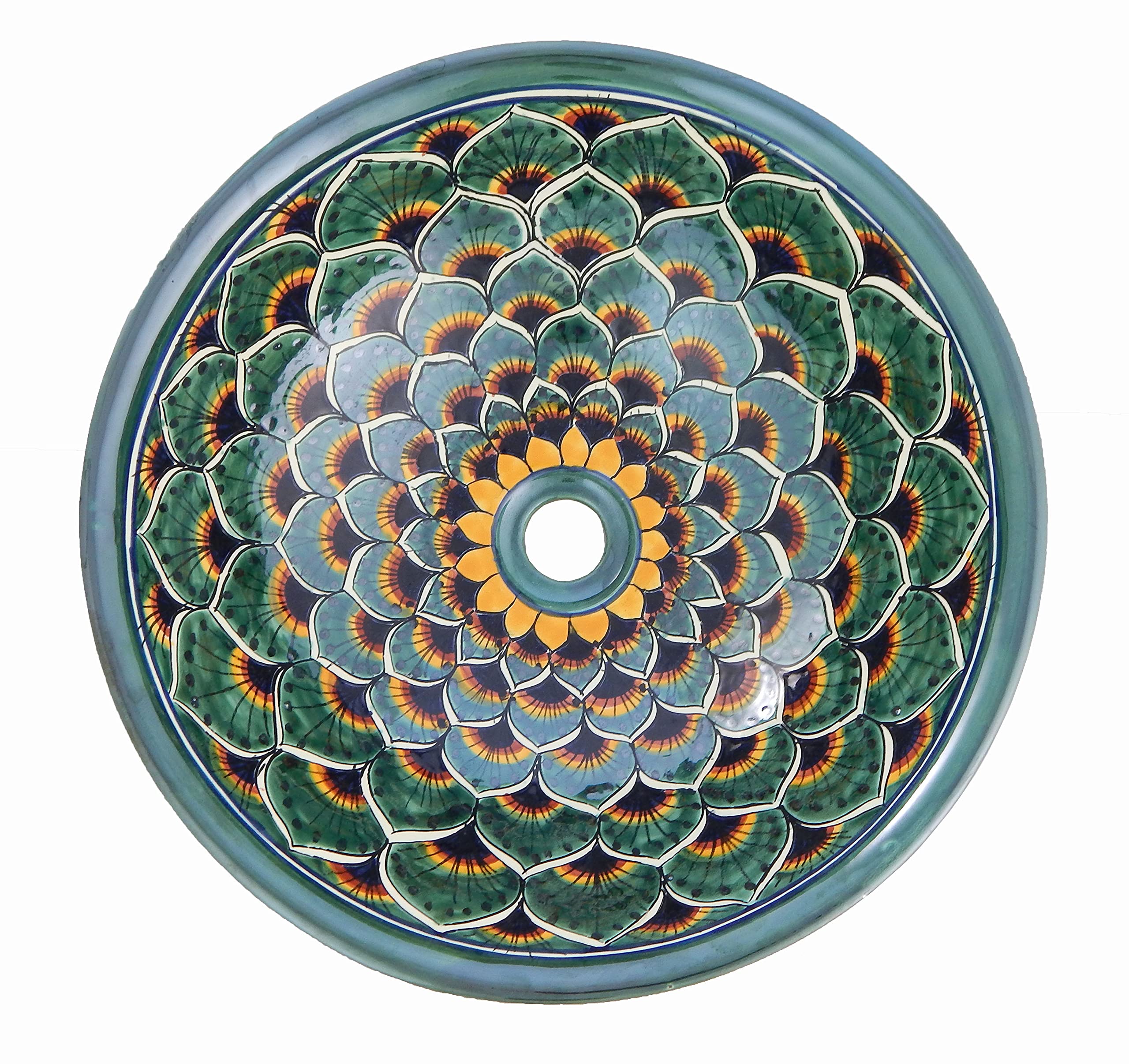 Vessel Skirted Talavera Mexican Ceramic Bathroom Sink - Hand-Painted Artisan Design for Bathroom Vanity, Powder Room, or Farmhouse Decor