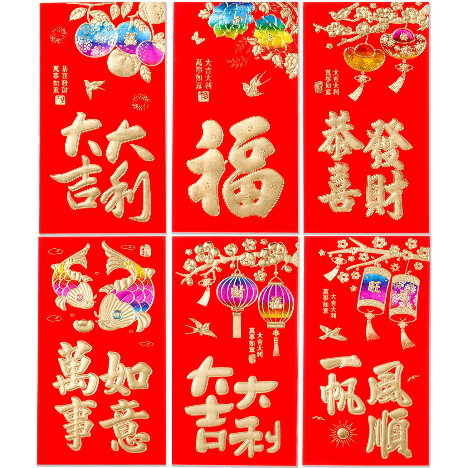 36 Pieces Chinese New Year Red Envelopes - Large 2025 Lunar New Year Hong Bao Packets, Lucky Money Envelopes for Spring Festival, Wedding Favors (Rainbow Style) | Perfect for Gifting, Celebrations & Chinese Traditions
