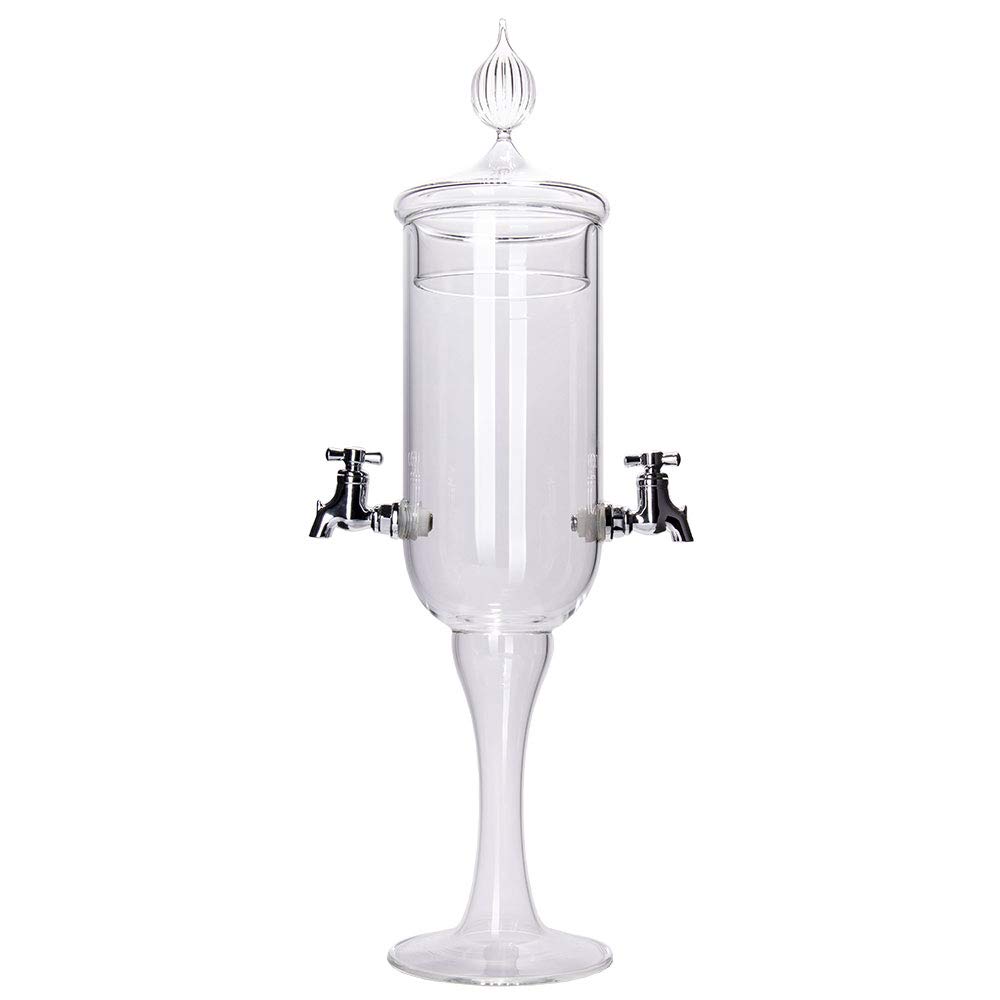 Premium Absinthe Fountain Petite by ALANDIA - Handcrafted Mouthblown Glass with 2 Spouts for Easy Pouring | Perfect for Home Bars, Cocktail Parties & Bohemian Decor