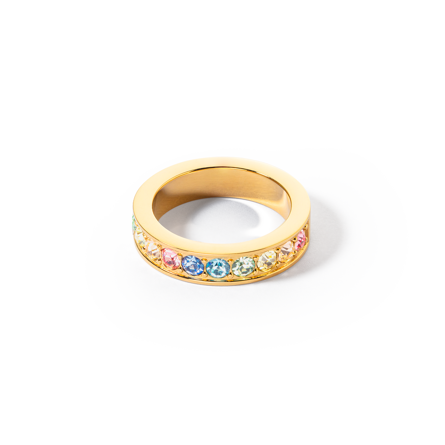 Elegant Stainless Steel Ring with Crystals in Gold & Pastel Colors - Perfect for Weddings, Parties & Everyday Fashion Accessories