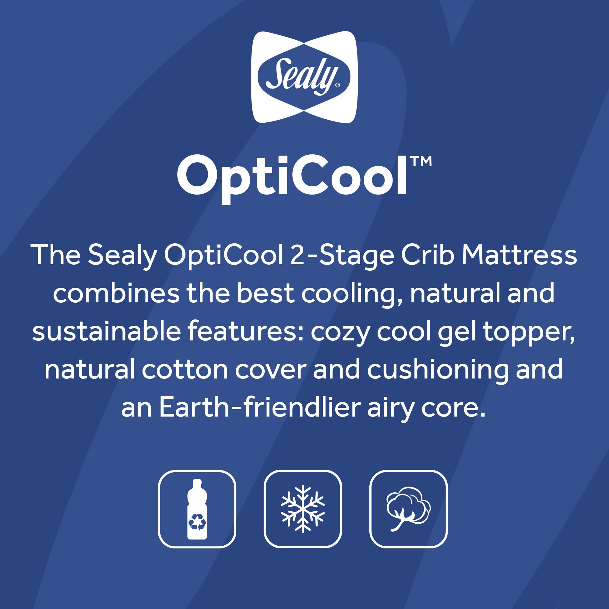 Sealy Baby OptiCool Breathable Waterproof Crib Mattress with Cooling Memory Foam - Non-Toxic, GREENGUARD Gold Certified, Airy Cotton Cover - Fits Toddler Beds (52