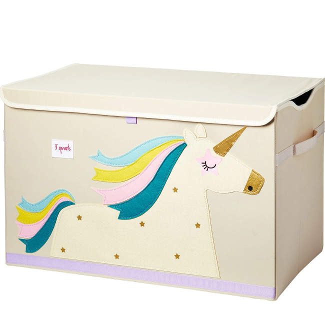 3 Sprouts Unicorn Toy Storage Chest - Kids Room Organizer for Toys, Books & Clothes | Perfect for Nursery, Playroom & Bedroom Decor