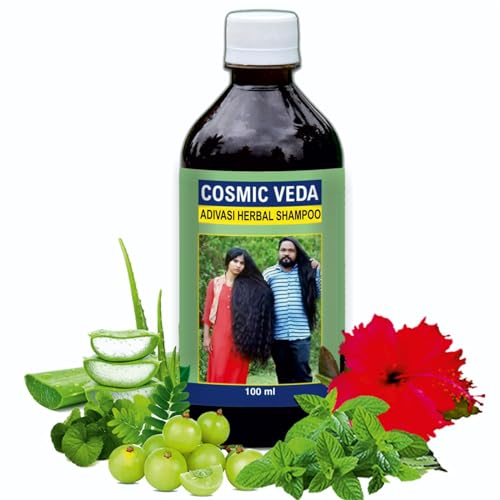 Cosmic Veda Adivasi Ayurvedic Herbal Shampoo for Hair Growth - Reduces Hair Fall, Non-Sticky Formula, Cleanses Scalp - 100% Natural for Men & Women (Pack of 1) - Perfect for Daily Hair Care & Thicker, Healthier Locks