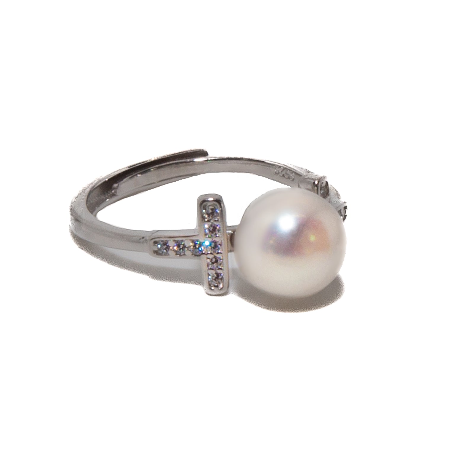 Luminous T Frame Pearl Ring - Elegant & Shiny Jewelry for Women, Perfect for Weddings, Parties & Special Occasions