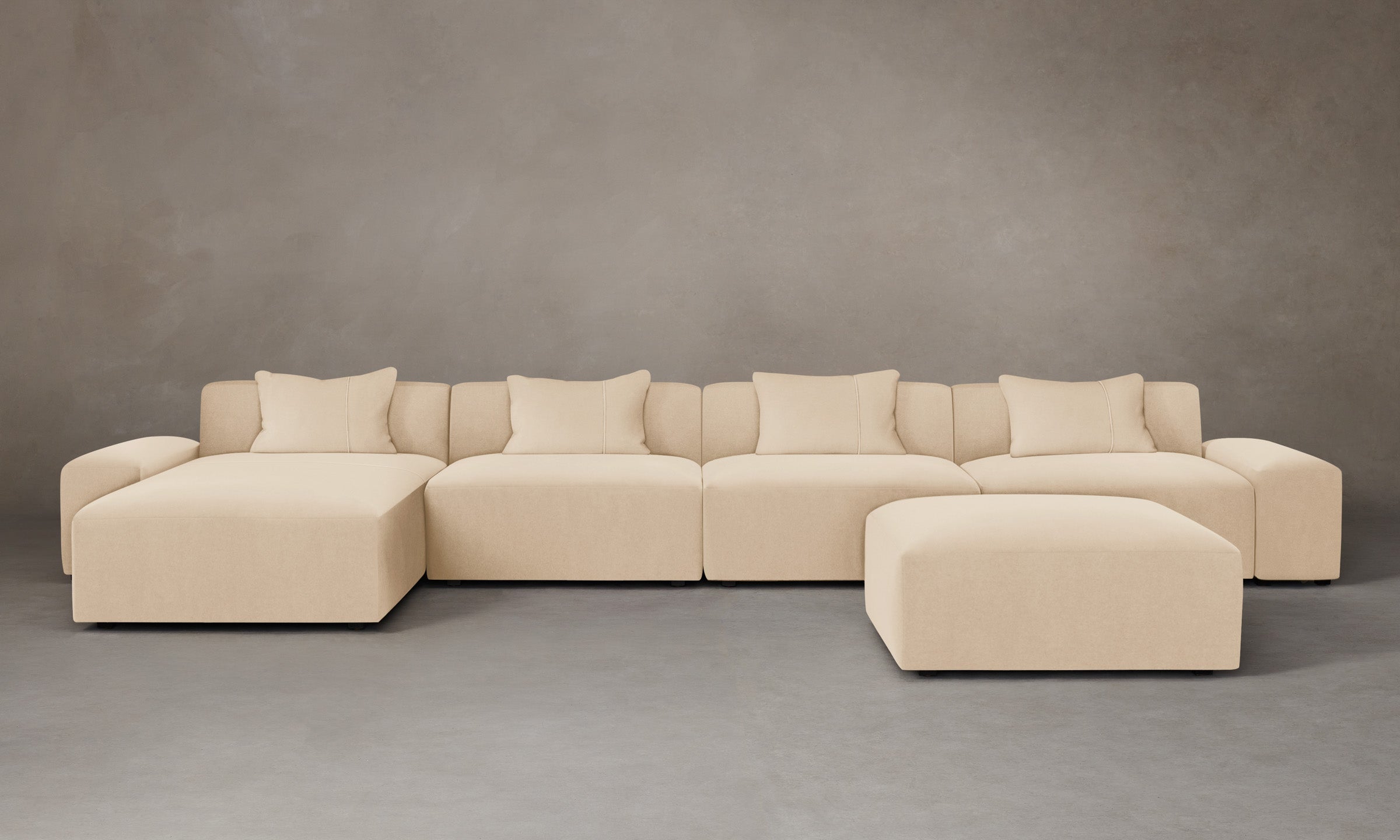 Breuer Modular Sectional Sofa with Performance Velvet Fabric in Butter Color – Perfect for Living Room, Lounge & Home Theater Comfort
