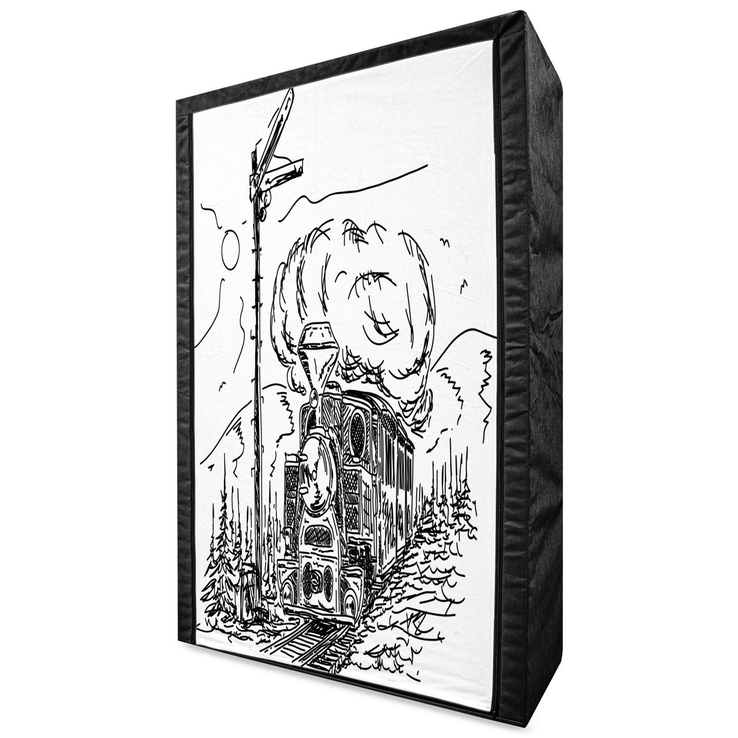 Ambesonne Portable Fabric Wardrobe with Vintage Steam Engine Print - 42.5