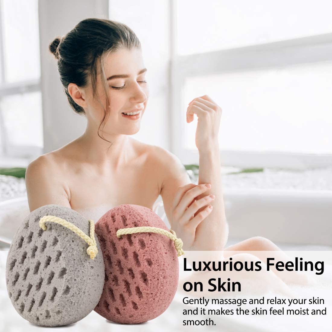 SOFTSWISS 2-Pack Large Exfoliating Bath Sponges for Women & Men - Premium Loofah Body Scrubber & Shower Pouf for Smooth Skin - Ideal for Daily Shower, Spa & Skin Care Routine (Grey)