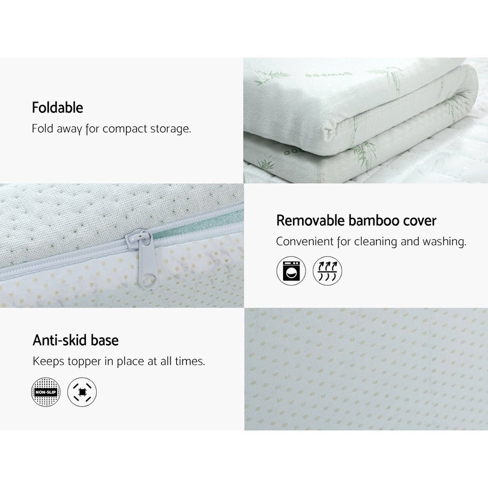 Cool Gel Swirl Infused 5CM Thick Memory Foam Mattress Topper with Bamboo Cover - Queen Size for Back Pain Relief & Pressure Relief - Perfect for Hot Sleepers, Bedroom Comfort Upgrade