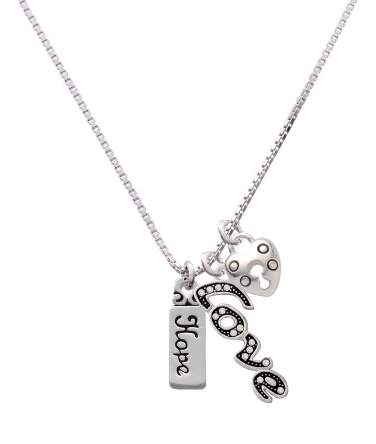 Delight Jewelry Silver Tone Hope Love Lock Charm Necklace 18