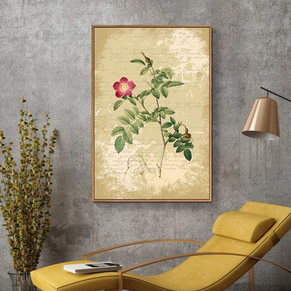 Wall26 Floating Framed Canvas Wall Art - 24x36 Inch Retro Flower Print for Living Room & Bedroom Decor - Ready to Hang Home Decoration for Modern & Vintage Interiors