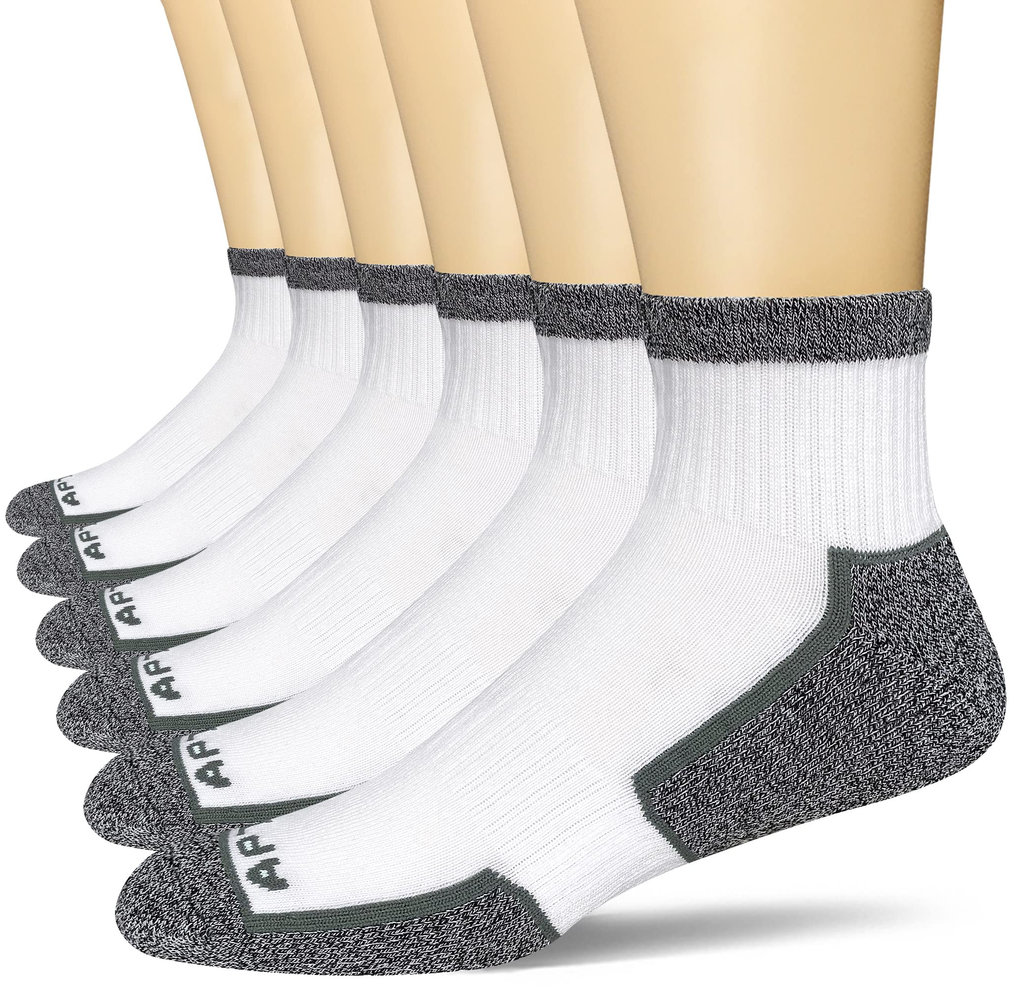 APTYID Men's Running Socks - 6 Pack Breathable Cushioned Athletic Ankle Socks for Jogging, Gym & Sports - Moisture Wicking Performance Socks for Men