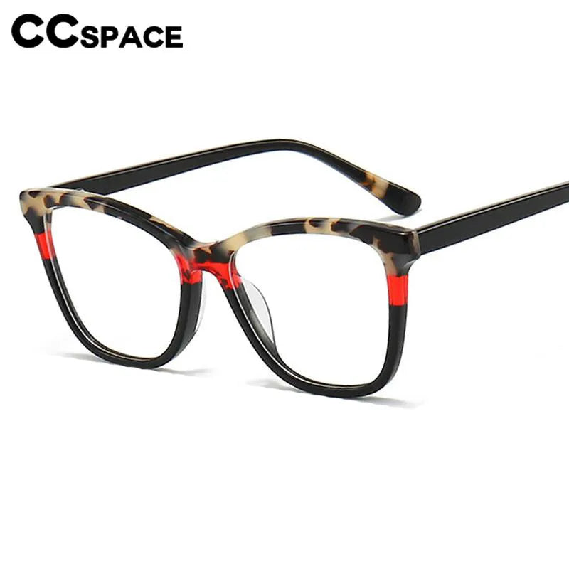 CCspace Unisex Full Rim Square Acetate Eyeglasses 56941 - Stylish & Durable Frame for Men & Women - Perfect for Work, Reading & Fashion Accessories