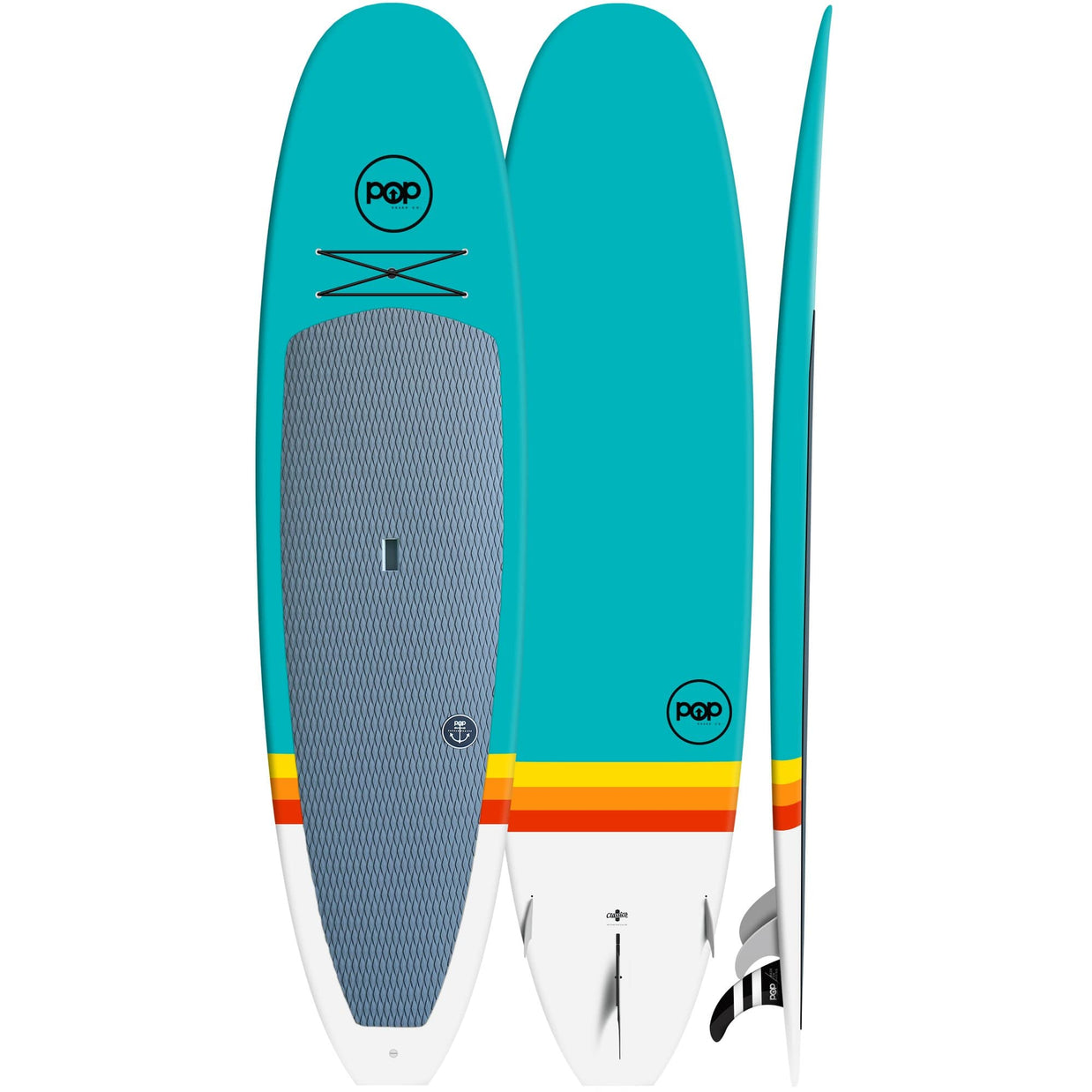 POP 10'6 Rigid Stand Up Paddle Board - Classico Turquoise & Yellow - Perfect for Surfing, Yoga & Fitness on Lakes, Rivers & Oceans