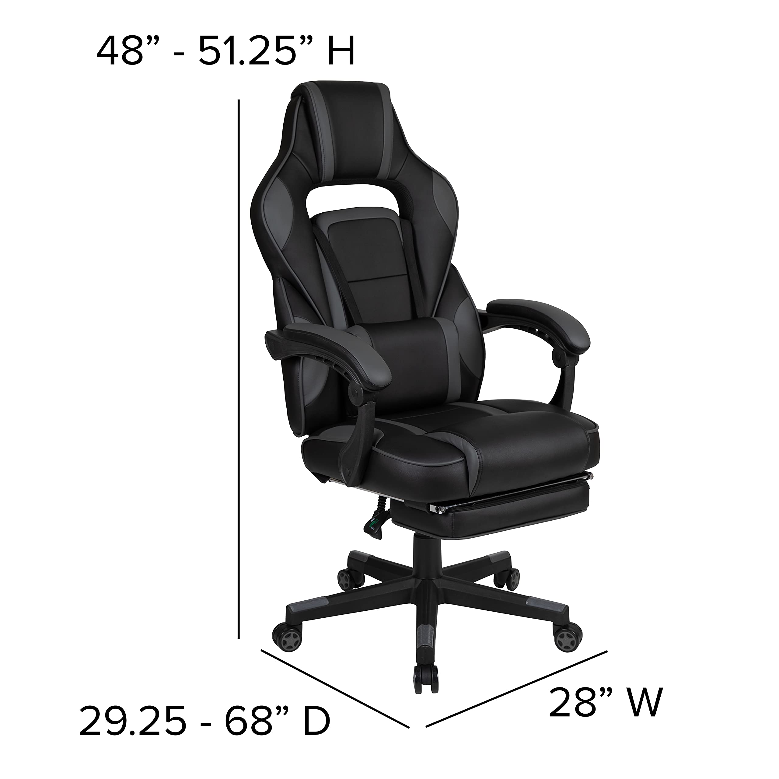 Flash Furniture Optis Black Gaming Desk with Cup Holder, Headphone Hook & Monitor Stand - Ergonomic Gaming Chair with Reclining Back, Adjustable Arms & Footrest - Perfect for PC Gaming, Streaming & Home Office Setup